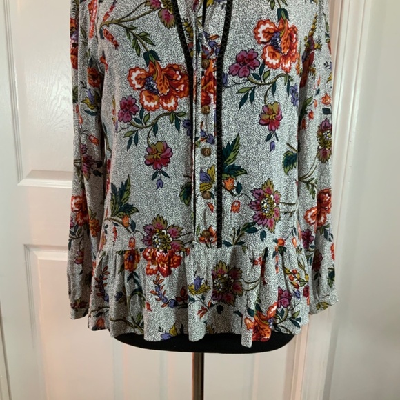 Anthropologie Mauve Janie Floral Peasant Boho Top Size 8 - Picture 4 of 9